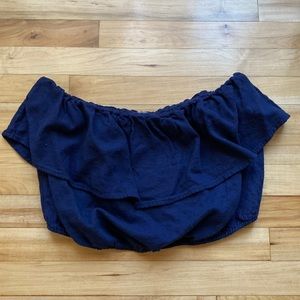 🦅 Aerie navy strapless linen top